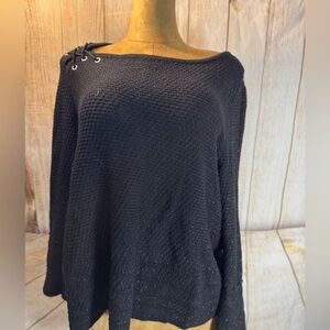 Style & Co Women's Plus Lace-Up Bell Sleeve Glitter Sweater Size 2X holidays